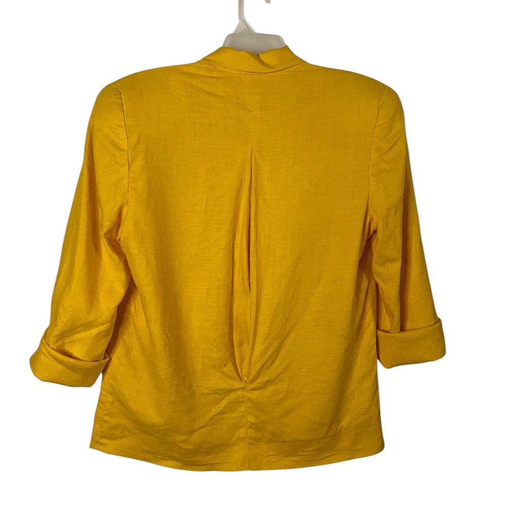 Evan-Picone Linen Blend Open Front Blazer Jacket Womens Size 6 Vintage Gold - Picture 2 of 5